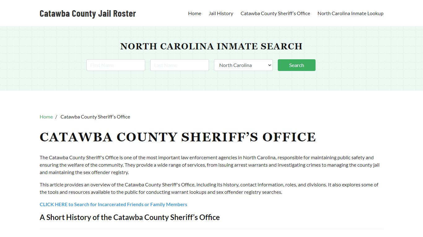 Catawba County Sheriff Office, NC, Arrest Warrants Search